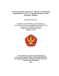 AN ANALYSIS OF STUDENTS ABILITY IN WRITING DESCRIPTIVE TEXT GRADE EIGHT OF SMP NEGERI 1 SINDUE