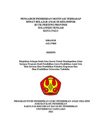 Image of PENGARUH PEMBERIAN MOTIVASI TERHADAP
MINAT BELAJAR ANAK DI KELOMPOK
B3 TK PERTIWI PROVINSI
SULAWESI TENGAH
KOTA PALU