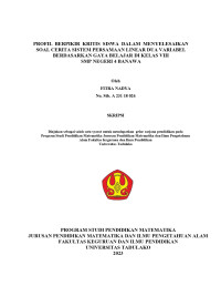 Image of PROFIL BERPIKIR KRITIS SISWA DALAM MENYELESAIKAN
SOAL CERITA SISTEM PERSAMAAN LINEAR DUA VARIABEL
BERDASARKAN GAYA BELAJAR DI KELAS VIII
SMP NEGERI 4 BANAWA