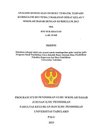 ANALISIS KESESUAIAN ISI BUKU TEMATIK TERPADU 
KURIKULUM 2013 TEMA 3 MAKANAN SEHAT KELAS V 
SEKOLAH DASAR DENGAN KURIKULUM 2013