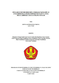 Image of PENGARUH METODE BERCERITA TERHADAP KEMAMPUAN
ANAK BERBAHASA DI KELOMPOK B TK PAUD TA’AMAL
DESA LABIBI KECAMATAN PELING TENGAH