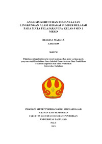 Image of ANALISIS KEBUTUHAN PEMANFAATAN 
LINGKUNGAN ALAM SEBAGAI SUMBER BELAJAR 
PADA MATA PELAJARAN IPA KELAS 5 SDN 1 
MEKO