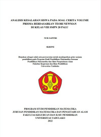 ANALISIS KESALAHAN SISWA PADA SOAL CERITA VOLUME
PRISMA BERDASARKAN TEORI NEWMAN
DI KELAS VIII SMPN 20 PALU