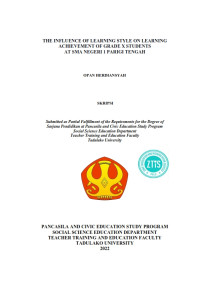 PENGARUH GAYA BELAJAR TERHADAP PRESTASI SISWA 
PADA MATA PELAJARAN PPKn DI KELAS X SMA 
NEGERI 1 PARIGI TENGAH