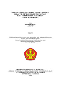 Image of PROFIL KEMAMPUAN LITERASI MATEMATIS SISWA 
KELAS VIII SMP BALA KESELAMATAN PALU 
PADA MATERI SISTEM PERSAMAAN 
LINEAR DUA VARIABEL