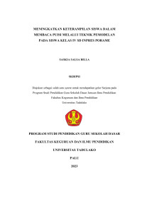 MENINGKATKAN KETERAMPILAN SISWA DALAM
MEMBACA PUISI MELALUI TEKNIK PEMODELAN
PADA SISWA KELAS IV SD INPRES PORAME