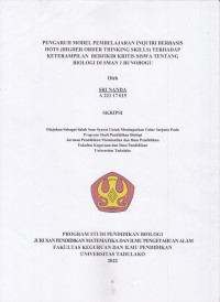 Image of PENGARUH MODEL PEMBELAJARAN INQUIRI BERBASIS 
HOTS (HIGHER ORDER THINKING SKILLS) TERHADAP 
KETERAMPILAN BERFIKIR KRITIS SISWA TENTANG 
BIOLOGI DI SMAN 1 BUNOBOGU