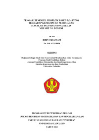 PENGARUH MODEL PROBLEM BASED LEARNING
TERHADAP KEMAMPUAN PEMECAHAN 
MASALAH IPA PADA SISWA KELAS 
VIII SMP N 1 TOMINI