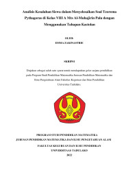 Analisis Kesalahan Siswa dalamMenyelesaikan Soal Teorema
Pythagoras di Kelas VIII A Mts Al-Muhajirin Palu dengan
Menggunakan Tahapan Kastolan