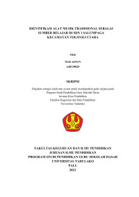 IDENTIFIKASI ALAT MUSIK TRADISIONAL SEBAGAI
SUMBER BELAJAR DI SDN 1 SALUMPAGA
KECAMATAN TOLITOLI UTARA