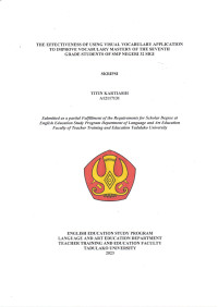 Image of THE EFFECTIVENESS OF USING VISUAL VOCABULARY APPLICATION
TO IMPROVE VOCABULARY MASTERY OF THE SEVENTH
GRADE STUDENTS OF SMP NEGERI 32 SIGI