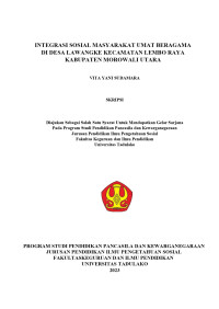 INTEGRASI SOSIAL MASYARAKAT UMAT BERAGAMA
DI DESA LAWANGKE KECAMATAN LEMBO RAYA
KABUPATEN MOROWALI UTARA