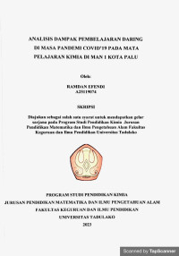 ANALISIS DAMPAK PEMBELAJARAN DARING DI MASA PANDEMI COVID’19 PADA MATA PELAJARAN KIMIA DI MAN 1 KOTA PALU