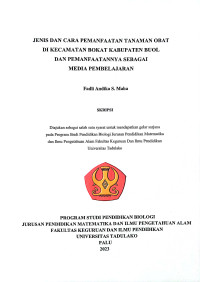 JENIS DAN CARA PEMANFAATAN TANAMAN OBAT DI KECAMATAN BOKAT KABUPATEN BUOL DAN PEMANFAATANNYA SEBAGAI MEDIA PEMBELAJARAN