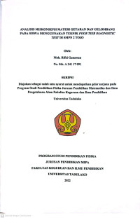 ANALISIS MISKONSEPSI MATERI GETARAN DAN GELOMBANG
PADA SISWA MENGGUNAKAN TEKNIK FOUR TIER DIAGNOSTIC
TEST DI SMPN 2 TOJO