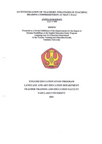 AN INVESTIGATION OF TEACHERS’ STRATEGIES IN
TEACHING READING COMPREHENSION AT MAN 1 PALU