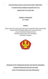 ANALISIS KESALAHAN EJAAN DALAM SURAT MENYURAT 
DI KANTOR DESA SANDADA KECAMATAN TOJO
KABUPATEN TOJO UNA-UNA