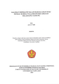 KALIMAT IMPERATIF DALAM BAHASA LISAN SUKU 
PENDAU DI DESA WALANDANO KECAMATAN 
BALAESANG TANJUNG