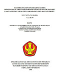 FACTORS INFLUENCING READING HABITS:
PERCEPTION OF THE FIFTH SEMESTER STUDENTS OF 
THE ENGLISH LANGUAGE EDUCATION STUDY PROGRAM 
TADULAKO UNIVERSITY